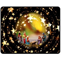 Christmas Crib Virgin Mary Joseph Jesus Christ Three Kings Baby Infant Jesus 4000 Double Sided Fleece Blanket (medium)  by yoursparklingshop