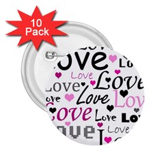Love Pattern - Magenta 2 25  Buttons (10 Pack)  by Valentinaart