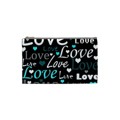 Valentine s Day Pattern - Cyan Cosmetic Bag (small)  by Valentinaart