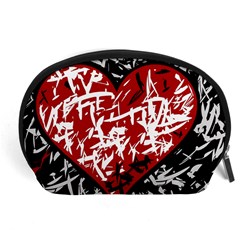 Red Graffiti Style Hart  Accessory Pouches (large)  by Valentinaart