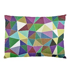 Colorful Triangles, Pencil Drawing Art Pillow Case (two Sides) by picsaspassion