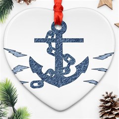 Anchor Pencil Drawing Art Heart Ornament (2 Sides) by picsaspassion