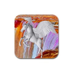 Pegasus Rubber Square Coaster (4 Pack)  by icarusismartdesigns