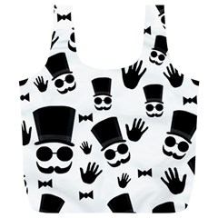 Gentlemen - Black And White Full Print Recycle Bags (l)  by Valentinaart