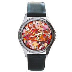 Abstract Abstraction Pattern Moder Round Metal Watch by Amaryn4rt