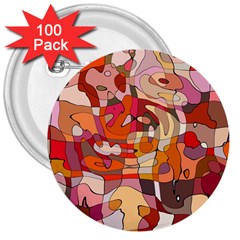 Abstract Abstraction Pattern Moder 3  Buttons (100 Pack)  by Amaryn4rt