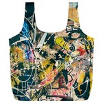 Art Graffiti Abstract Vintage Lines Full Print Recycle Bags (L)  Front