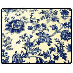 Vintage Blue Drawings On Fabric Fleece Blanket (medium)  by Amaryn4rt