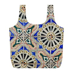Ceramic Portugal Tiles Wall Full Print Recycle Bags (l)  by Amaryn4rt