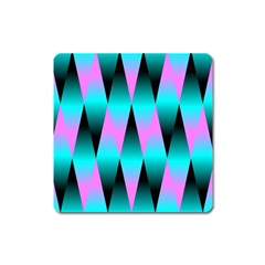 Shiny Decorative Geometric Aqua Square Magnet by Amaryn4rt