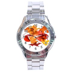 Autumn Leaves Leaf Transparent Stainless Steel Analogue Watch by Amaryn4rt