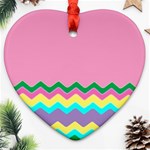 Easter Chevron Pattern Stripes Heart Ornament (Two Sides) Back