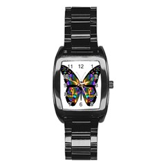 Abstract Animal Art Butterfly Stainless Steel Barrel Watch by Nexatart
