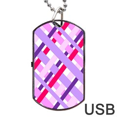 Diagonal Gingham Geometric Dog Tag Usb Flash (one Side) by Nexatart