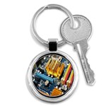 Technology Computer Chips Gigabyte Key Chains (Round)  Front