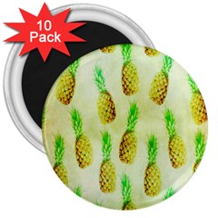 Pineapple Wallpaper Vintage 3  Magnets (10 Pack)  by Nexatart