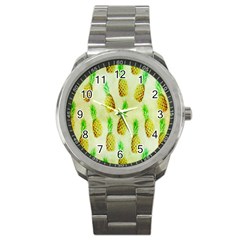 Pineapple Wallpaper Vintage Sport Metal Watch by Nexatart