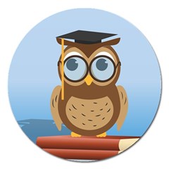 Read Owl Book Owl Glasses Read Magnet 5  (round) by Nexatart