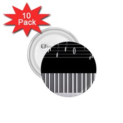 Piano Keyboard With Notes Vector 1 75  Buttons (10 Pack) by Nexatart