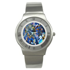 Abstract Farm Digital Art Stainless Steel Watch by Nexatart