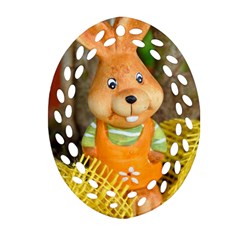 Easter Hare Easter Bunny Ornament (oval Filigree) by Nexatart