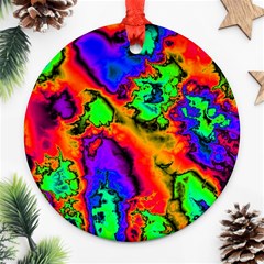 Hot Fractal Statement Round Ornament (two Sides) by Fractalworld