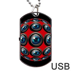 Camera Monitoring Security Dog Tag Usb Flash (two Sides) by Nexatart