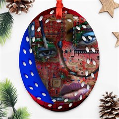 Display Dummy Binary Board Digital Ornament (oval Filigree) by Nexatart