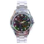 Texture Colorful Abstract Pattern Stainless Steel Analogue Watch Front