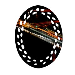 Highway Night Lighthouse Car Fast Oval Filigree Ornament (two Sides) by Amaryn4rt