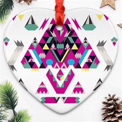 Geometric Play Heart Ornament (two Sides) by Amaryn4rt