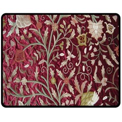 Crewel Fabric Tree Of Life Maroon Fleece Blanket (medium)  by Amaryn4rt