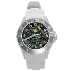 Computer Ram Tech Round Plastic Sport Watch (l) by Amaryn4rt