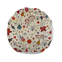 Spring Floral Pattern With Butterflies Standard 15  Premium Round Cushions by TastefulDesigns