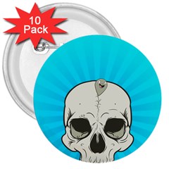 Skull Ball Line Schedule 3  Buttons (10 Pack)  by Simbadda