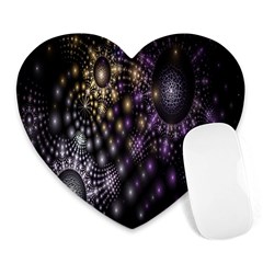 Fractal Patterns Dark Circles Heart Mousepads by Simbadda