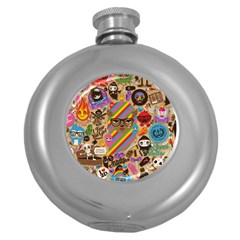 Background Images Colorful Bright Round Hip Flask (5 Oz) by Simbadda