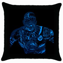 Warrior - Blue Throw Pillow Case (black) by Valentinaart