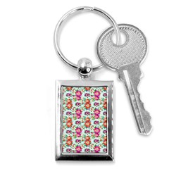 Floral Flower Pattern Seamless Key Chains (rectangle)  by Simbadda