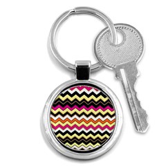Colorful Chevron Pattern Stripes Pattern Key Chains (round)  by Simbadda