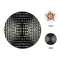 Interwoven Grid Pattern In Green Playing Cards (round)  by Simbadda