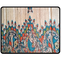Blue Brown Cloth Design Double Sided Fleece Blanket (medium)  by Simbadda