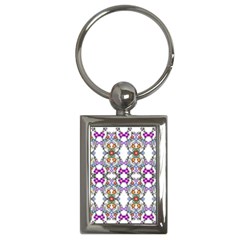 Floral Ornament Baby Girl Design Key Chains (rectangle)  by Simbadda