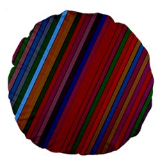 Color Stripes Pattern Large 18  Premium Flano Round Cushions by Simbadda