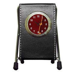 Greeting Card Invitation Red Pen Holder Desk Clocks by Simbadda