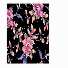 Neon Flowers Black Background Large Garden Flag (two Sides) by Simbadda