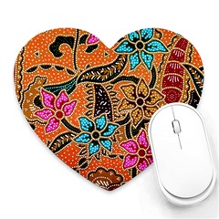 Colorful The Beautiful Of Art Indonesian Batik Pattern Heart Mousepads by Simbadda