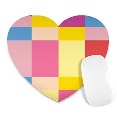 Colorful Squares Background Heart Mousepads by Simbadda