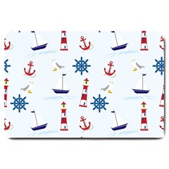 Seaside Nautical Themed Pattern Seamless Wallpaper Background Large Doormat  by Simbadda