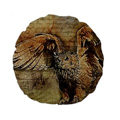 Vintage Owl Standard 15  Premium Round Cushions by Valentinaart